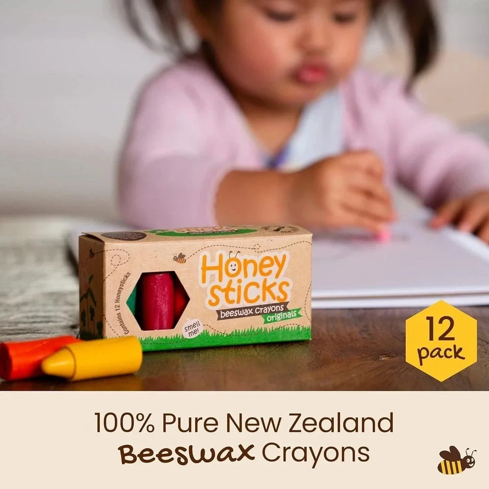 Honeysticks Beeswax Crayons Non-Toxic Safe for Toddlers Handmade Eco-Friendly